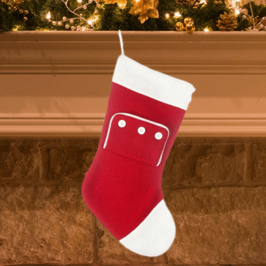 Red Knit with Button Pocket Christmas Stocking