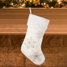 Winter White Snowflake Christmas Stocking