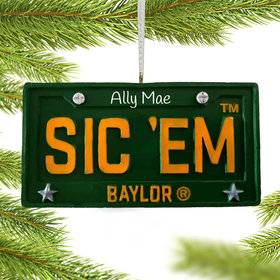 Personalized Baylor License Plate Christmas Ornament