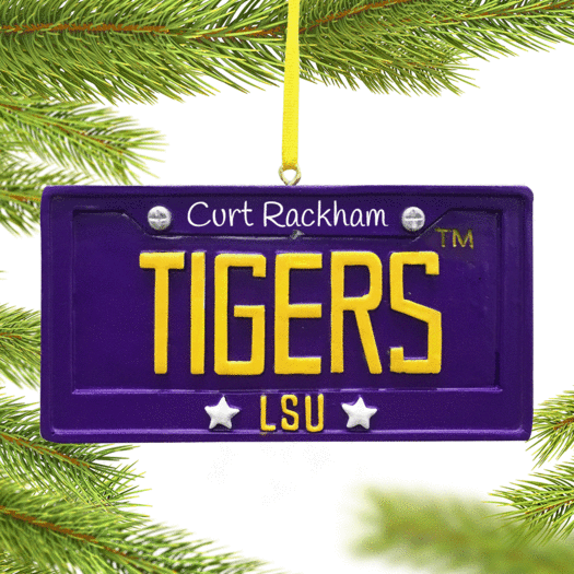 Personalized LSU License Plate Christmas Ornament