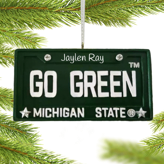 Personalized Michigan State License Plate Christmas Ornament
