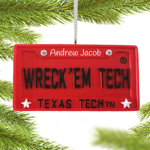Personalized Texas Tech License Plate Christmas Ornament