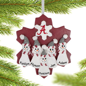 Personalized Alabama Snowman Family of 5 Christmas Ornament