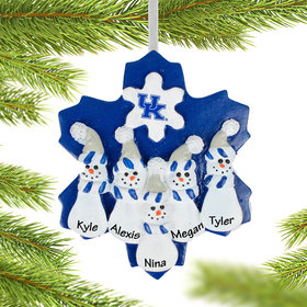 Personalized Kentucky Snowman Family of 5 Christmas Ornament