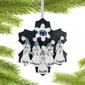 Personalized Penn State Snowman Family of 5 Christmas Ornament