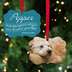 Personalized Our Favorite Hello, Our Hardest Goodbye - Pink Dog Christmas Ornament