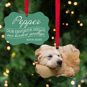 Personalized Our Favorite Hello, Our Hardest Goodbye - Pink Dog Christmas Ornament