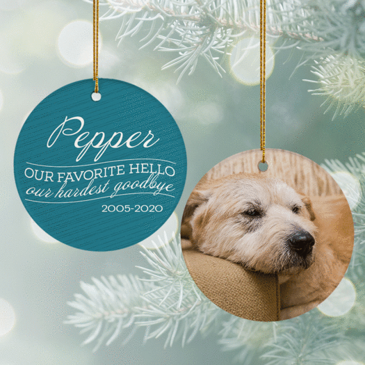 Personalized 'Our Favorite Hello, Hardest Goodbye' Dog Christmas Ornament