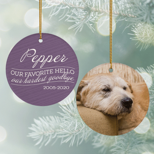 Personalized 'Our Favorite Hello, Hardest Goodbye' Dog Christmas Ornament