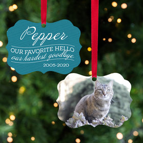 Personalized Our Favorite Hello, Our Hardest Goodbye - Pink Cat Christmas Ornament