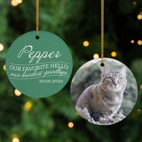 Personalized 'Our Favorite Hello, Hardest Goodbye' Cat Christmas Ornament