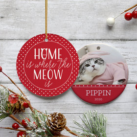 Personalized 'Home Is Where The Meow Is' Christmas Ornament
