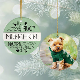 Personalized 'Woof Play Good Dog' Christmas Ornament