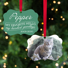Personalized My Favorite Hello, My Hardest Goodbye - Pink Cat Christmas Ornament