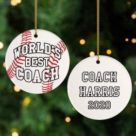 Personalized Best Baseball Coach Christmas Ornament