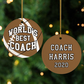 Personalized Best Football Coach Christmas Ornament