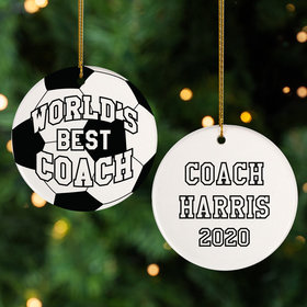 Personalized Best Soccer Coach Christmas Ornament