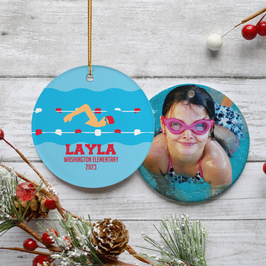 Personalized Swimming Christmas Ornament