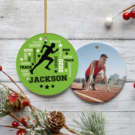 Personalized Track Runner Photo Christmas Ornament