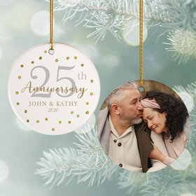 Personalized 25th Anniversary Photo Christmas Ornament
