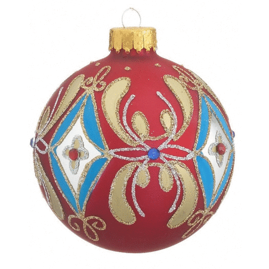 Red and Blue Glass Ball Christmas Ornament