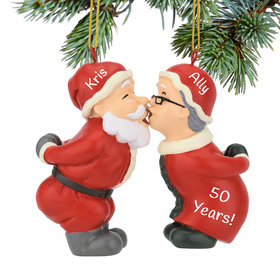 Personalized Kissing Claus' Christmas Ornament