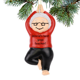 Personalized Yoga Mrs Claus Christmas Ornament