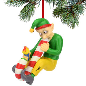 Personalized Candy Cane Bong Elf Christmas Ornament