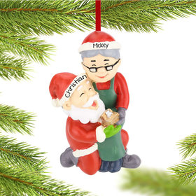 Personalized Santa and Mrs Claus Engaged Christmas Ornament