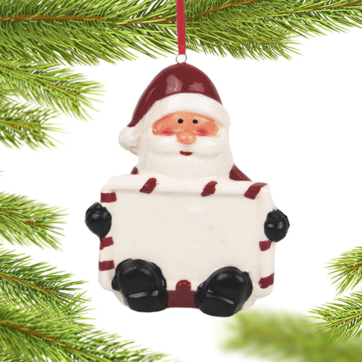 Holiday Message Ceramic Santa Christmas Ornament