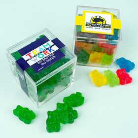 Personalized Business Teamwork JUST CANDY® favor cube with Gummy Bears