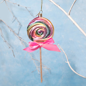 Multi Color Glass Lollipop Christmas Ornament