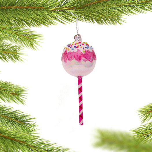 Pink and White Cake Pop Christmas Ornament