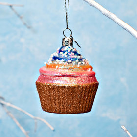 Rainbow Cupcake Christmas Ornament