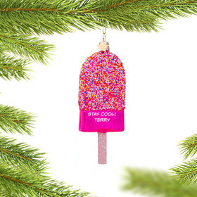Personalized Pink Popsicle Christmas Ornament