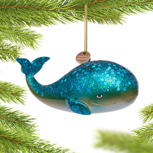 Personalized Giant Blue Whale Christmas Ornament