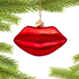 Personalized Red Lips Christmas Ornament