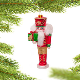 Glass Nutcracker Christmas Ornament