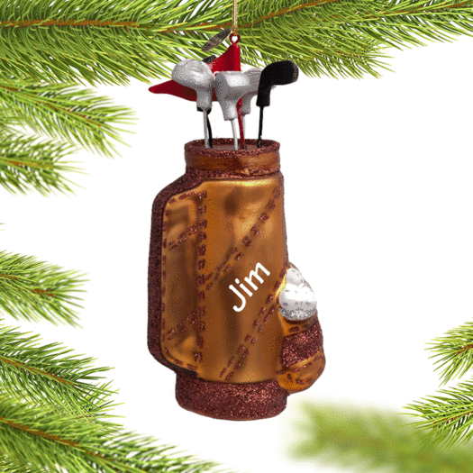 Personalized Brown Golf Bag Christmas Ornament