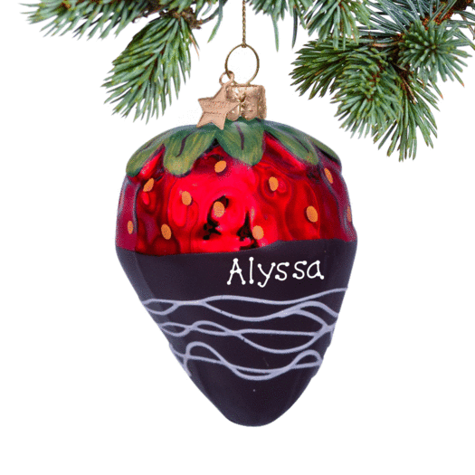 Personalized Chocolate Covered Strawberry Christmas Ornament