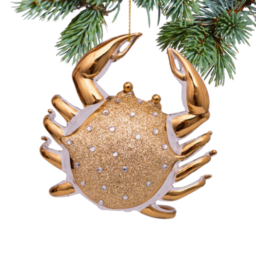 Gold Crab Christmas Ornament