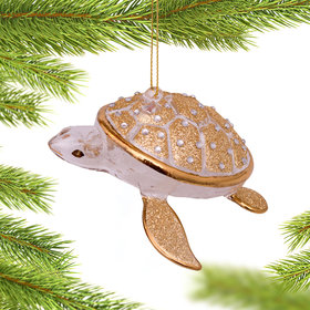 Gold Turtle Christmas Ornament