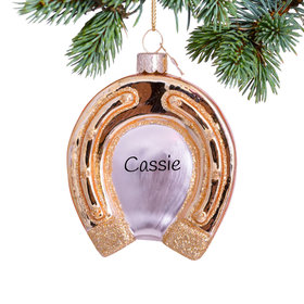 Personalized Gold Horseshoe Christmas Ornament