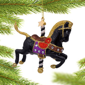 Black Carousel Horse Christmas Ornament