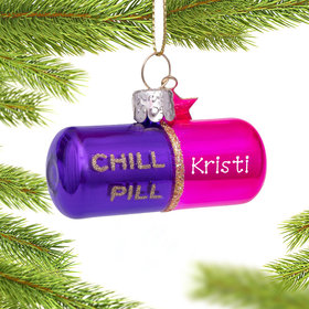 Personalized Purple and Pink Chill Pill Christmas Ornament
