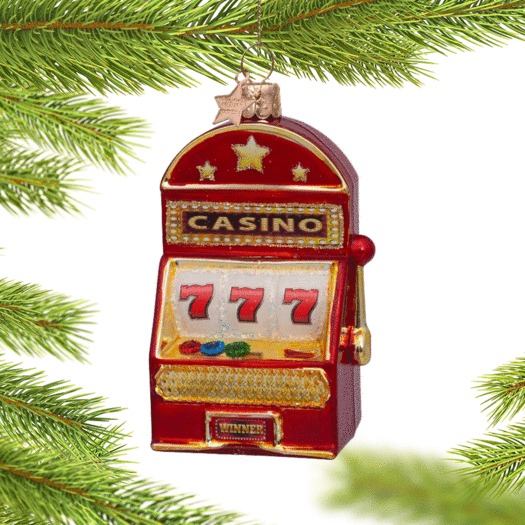 Red Shiny Slot Machine Christmas Ornament