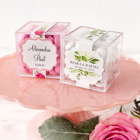 Personalized Wedding JUST CANDY® favor cube with Just Candy Milk Chocolate Minis