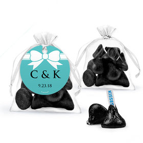 Personalized Wedding Favor Assembled Organza Bag with Hershey's Kisses