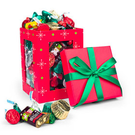 Red Christmas Gift Box with Hershey's Holiday Mix