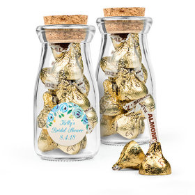 Personalized Bridal Shower Favor Assembled Glass Bottle with Cork Top with Hershey's Kisses